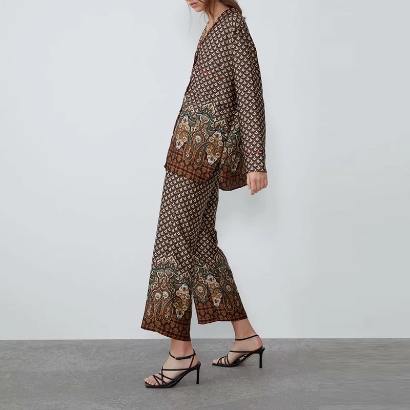 Bella Philosophy Женская Новая Осенняя блузка с цветочным принтом рубашки винтажные свободные женские комплекты Повседневная Уличная одежда Костюмы Ретро Женские топы