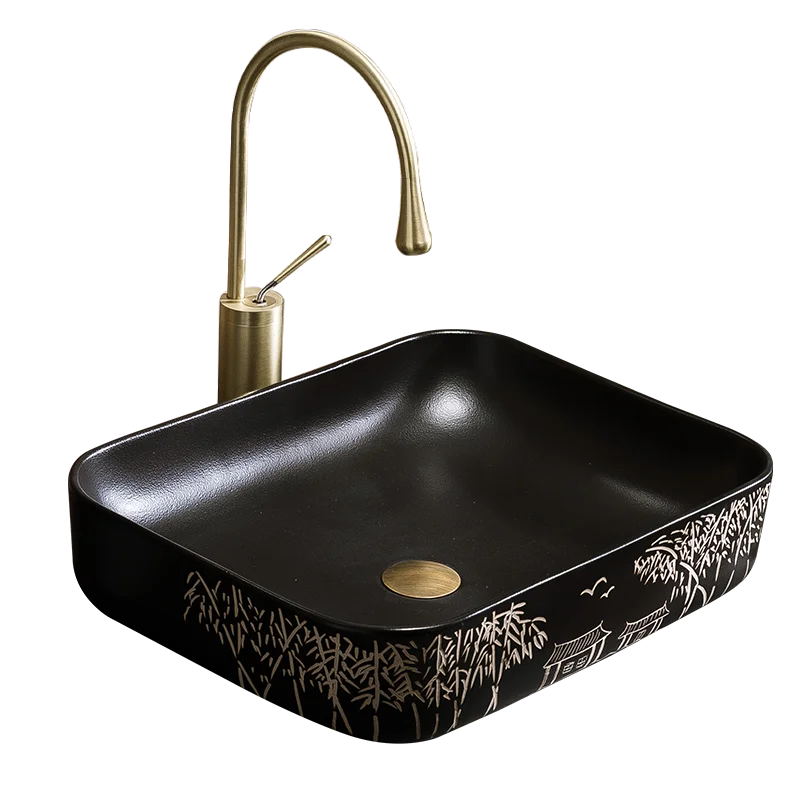 Роскошная Золотая раковина в ванную комнату ручной росписи декоративная для