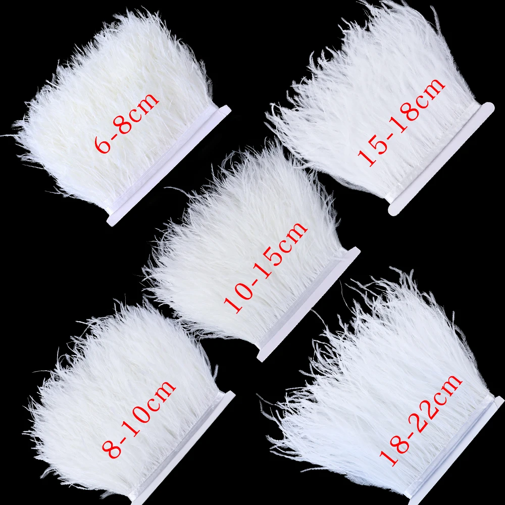 

1 Meter White Ostrich Feather Fringe Trim for Wedding Dress Clothing Decoration Sewing DIY Crafts Plume Ribbon Multiple Lengths
