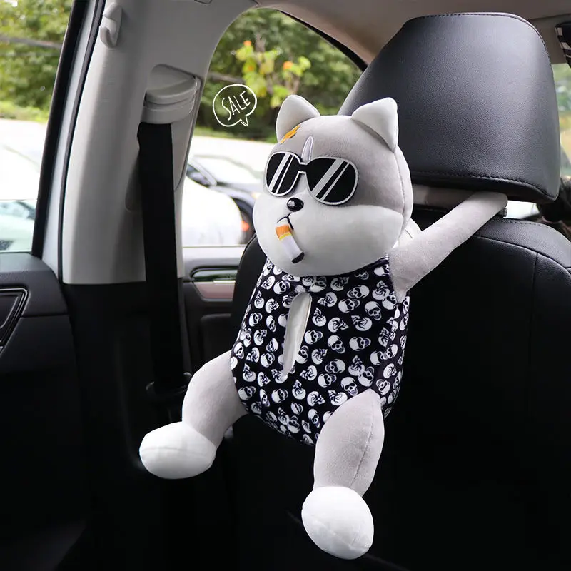 

Car Tissue Box Hanging Creative Husky Doll Doll Tissue Bag Car Backrest Armrest Pad Pumping Box Car Visor Tissue tissue box