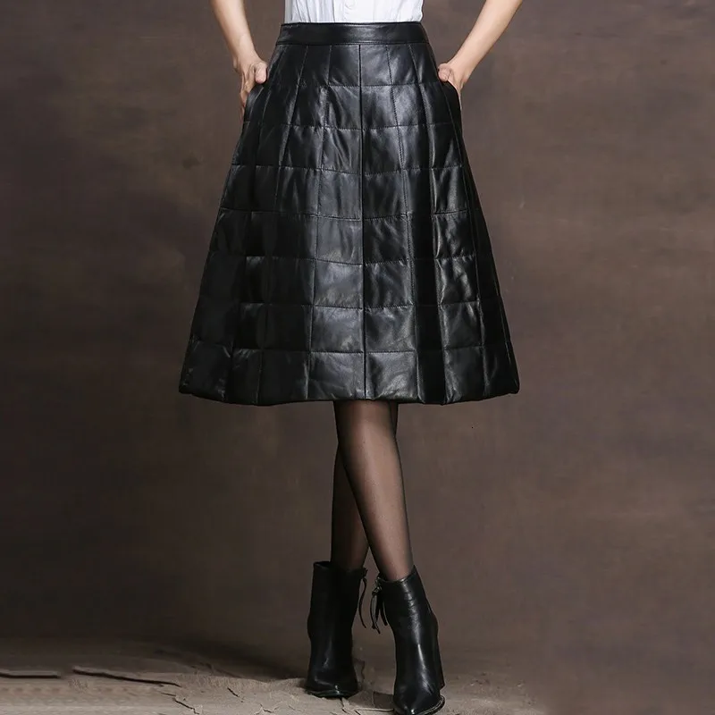 Женская зимняя Толстая кожаная юбка из овечьей кожи модель 2020 года Офисная