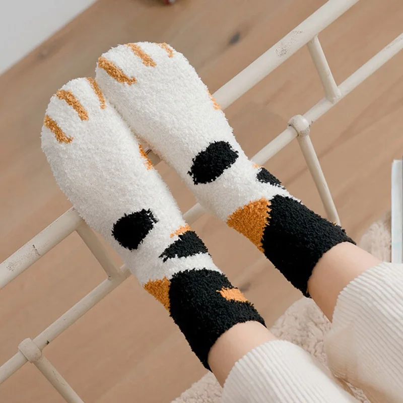 1 пара женские теплые носки для зимы милые толстые пушистые флисовые Носки с