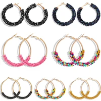 new korean beaded drop earrings for women boho statement pearl crystal big round earring fashion earings jewelry 2020 pendientes