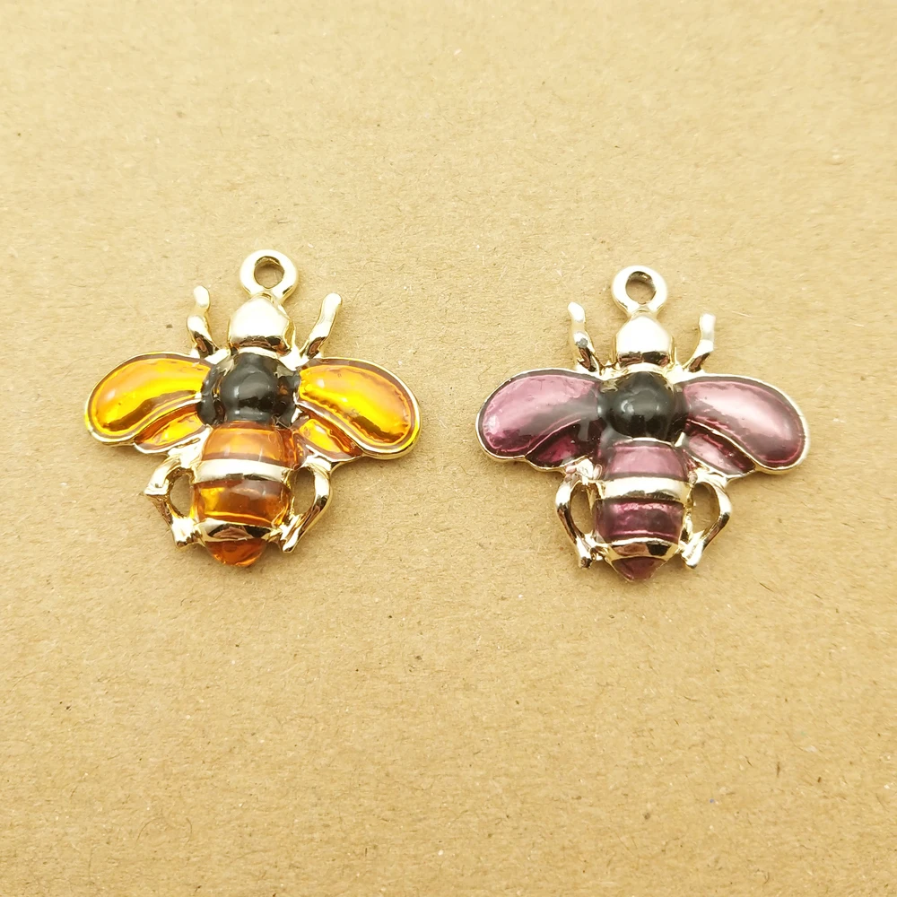 10 шт 24x24 мм с принтом в виде медоносной пчелы очарование эмалированная пчела для