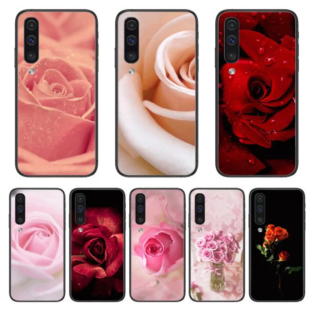 

Bright Red Rose Flowers Phone Case Hull For Samsung Galaxy A 3 5 6 7 8 9 E 2018 Plus 2017 E S Black Shell Art Cell Cover TPU