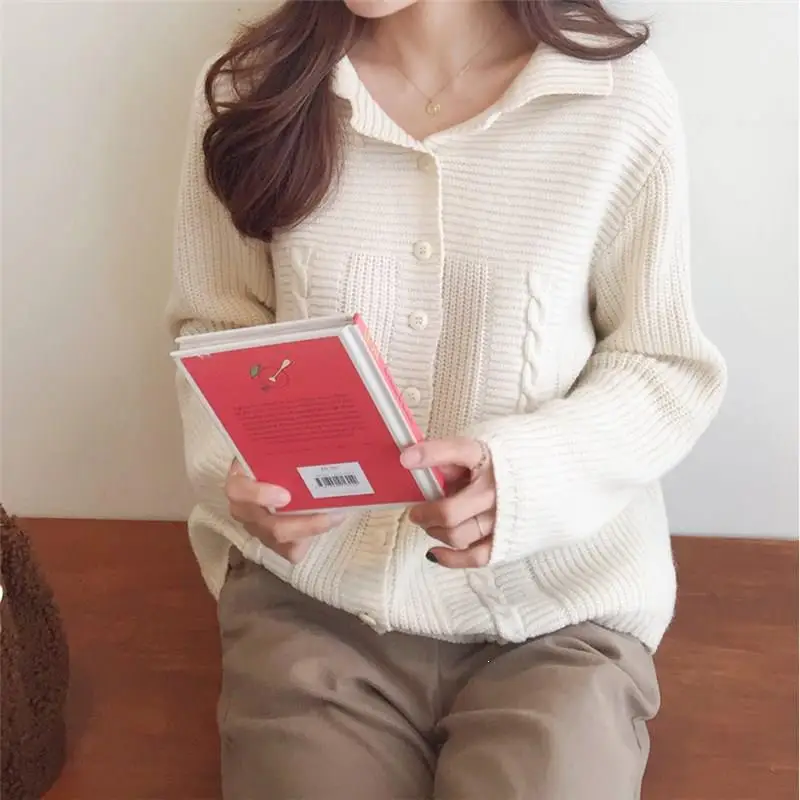 Женские осенние милые шикарные короткие свитера с v образным вырезом теплые