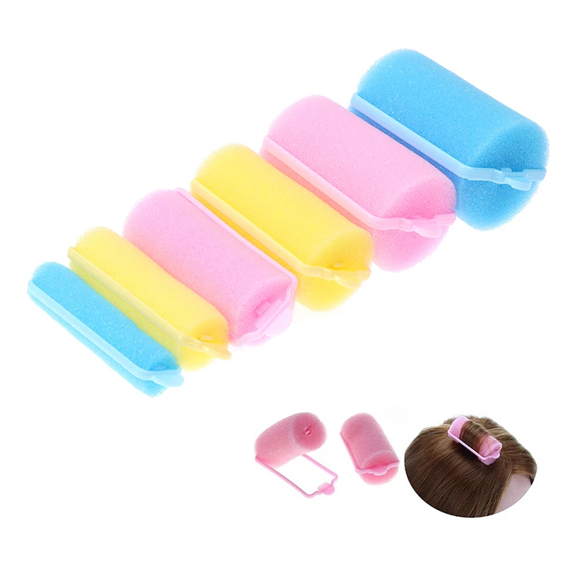 12pcs/Set Pink Soft Sponge Foam Cushion Hair Rollers Curlers Barber DIY Curls Hairdressing Tool DIY Home heatless wave formers