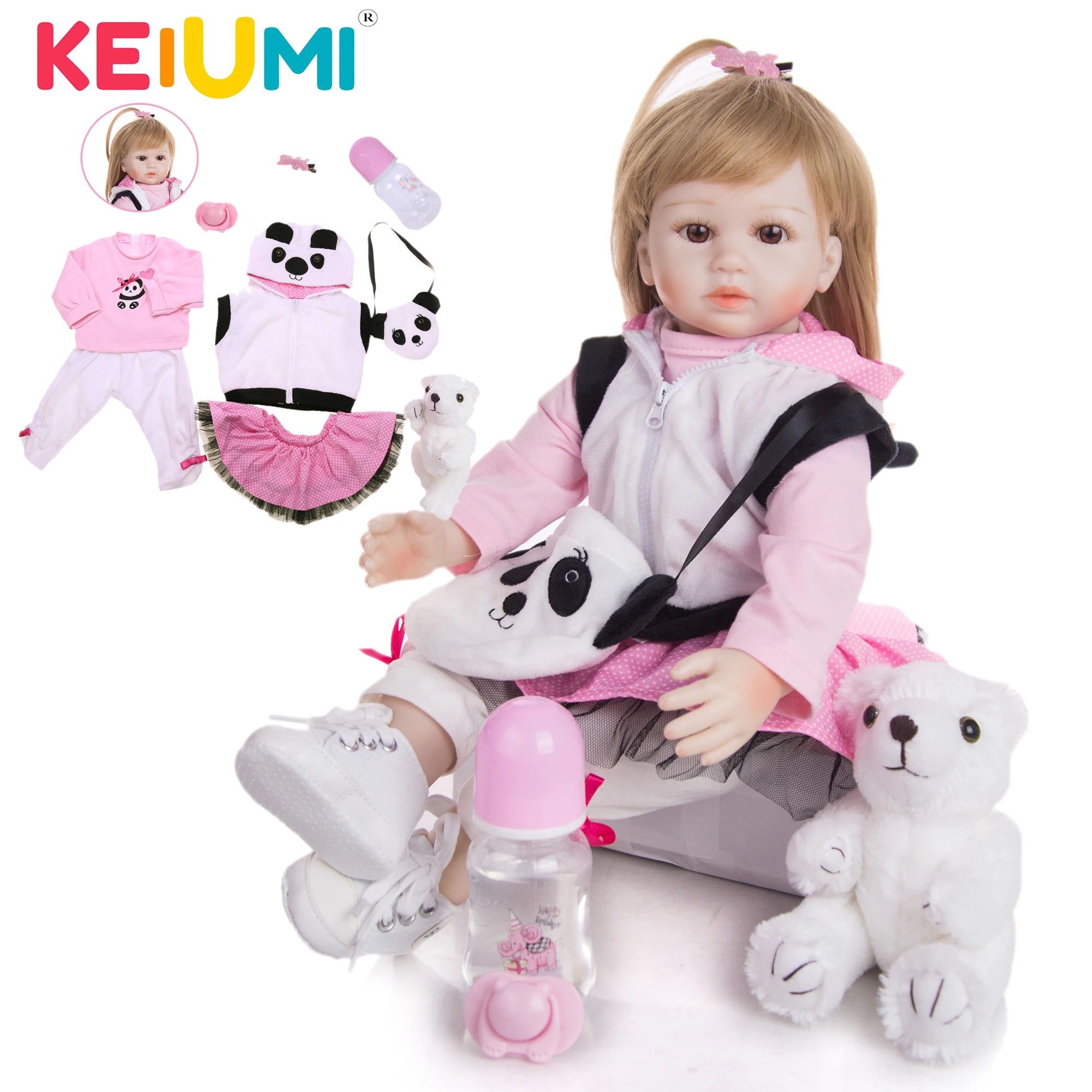 

Кукла реборн KEIUMI, тканевая кукла с золотыми волосами, 19 дюймов, для детей