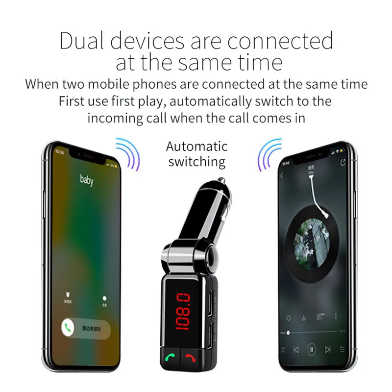 Fm-передатчик Bluetooth автомобильный комплект fm-передатчик громкая связь Aux mp3-плеер