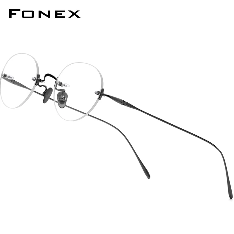 

FONEX B Titanium Rimless Glasses Frame Women Prescription Eyeglasses Myopia Optical Frames Men New Vintage Retro Oval Eyewear