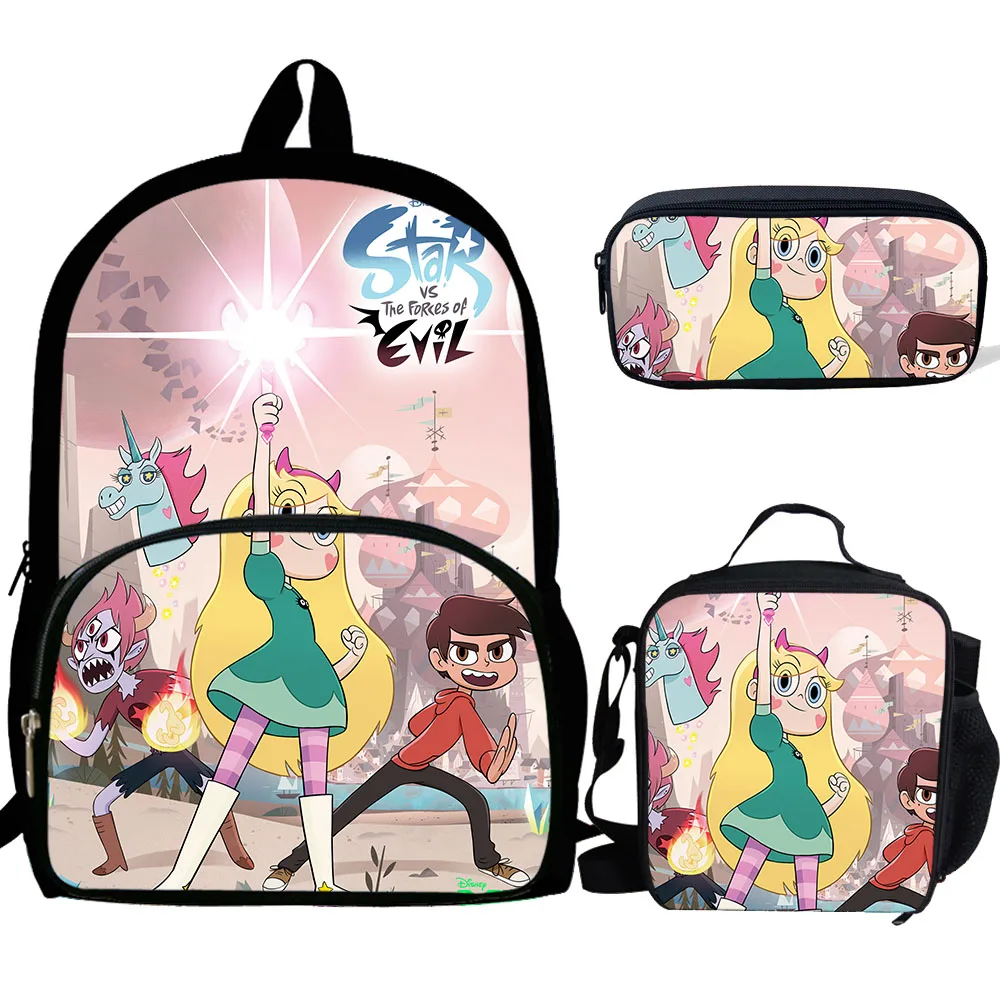 3PS Customized Cartoon star vs the forces of evil Print Backpack For Girls Boys Schoolbag Children Luch Bag Kids pencil bag
