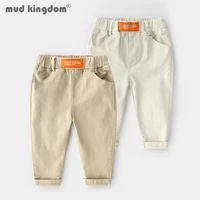 mudkingdom little boys pants casual solid pockets elastic waist letter spring autumn trousers for kids casual fashion clothes