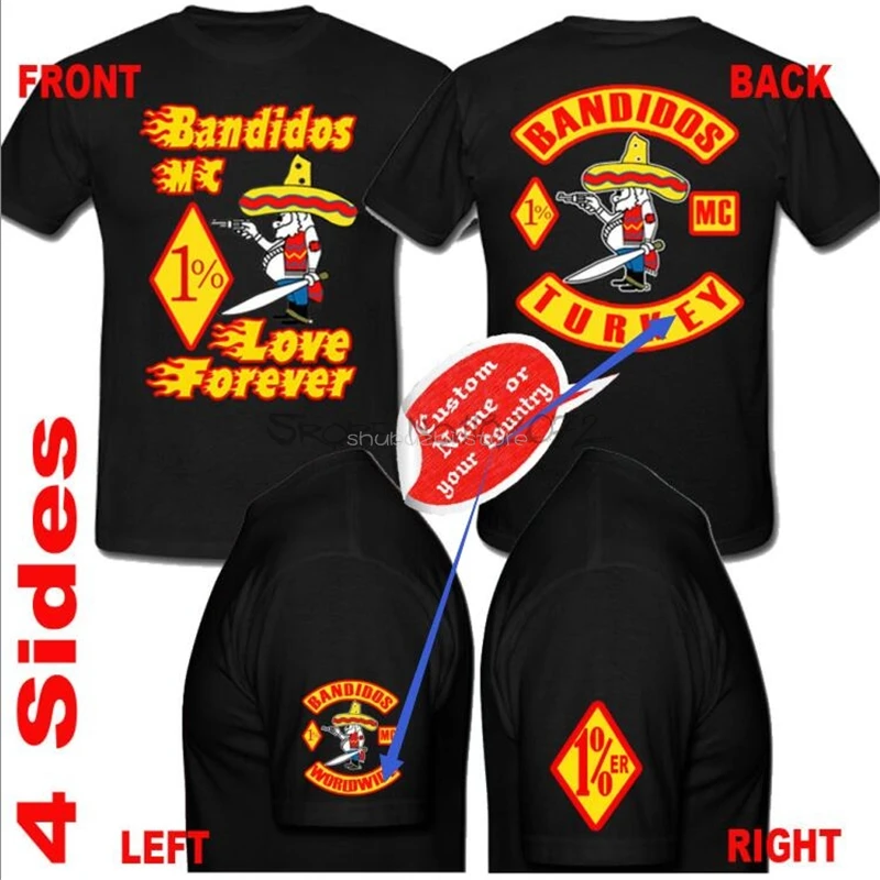 Bandidos MC love forever Футболка 100% хлопок мужская футболка черная Летняя брендовая teeshirt