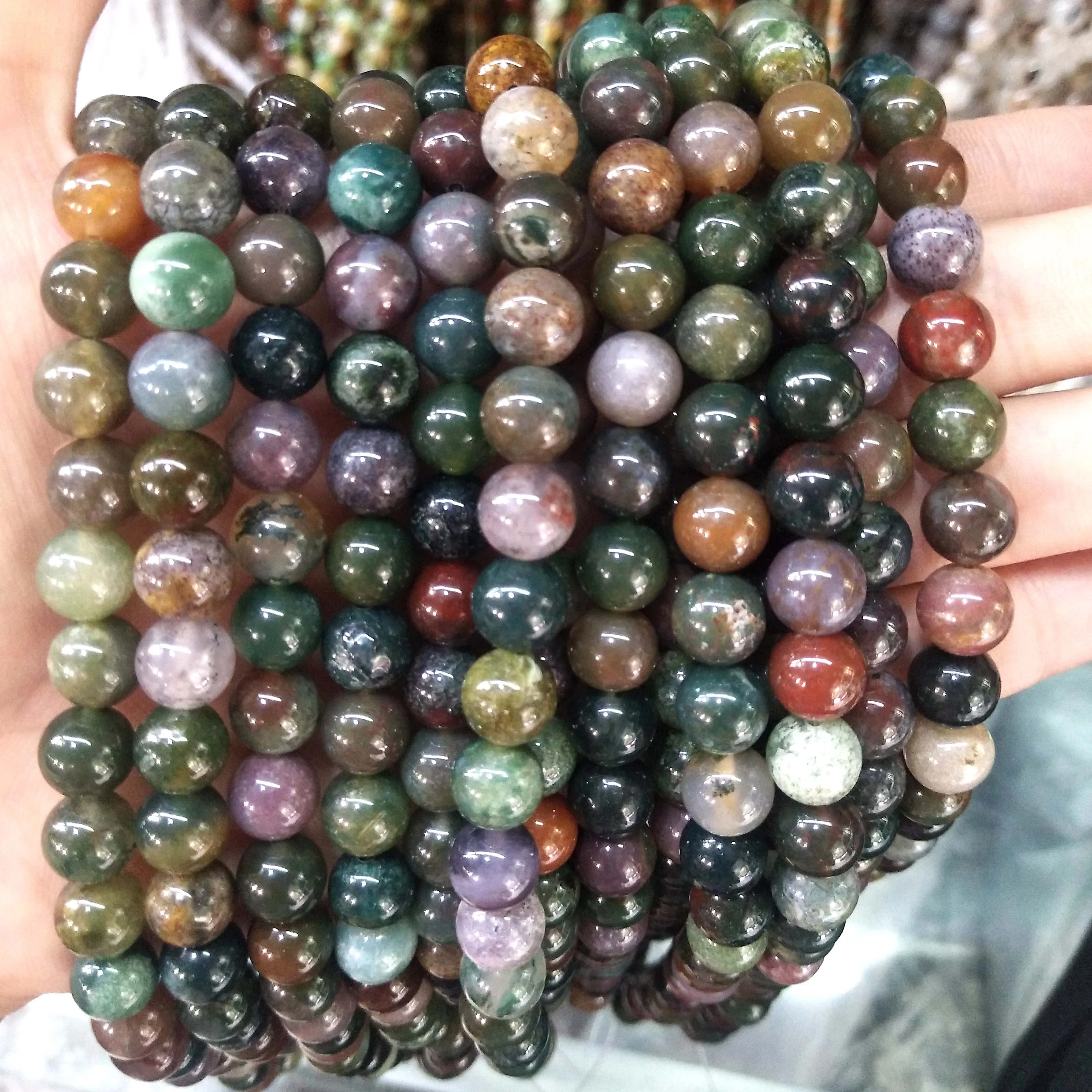 Indian agate Натуральный камень агат Стекло круглый незакрепленный камень бусины для самостоятельного изготовления ювелирных изделий браслет материал ожерелья 4681012 мм - Цвет: Indian agate