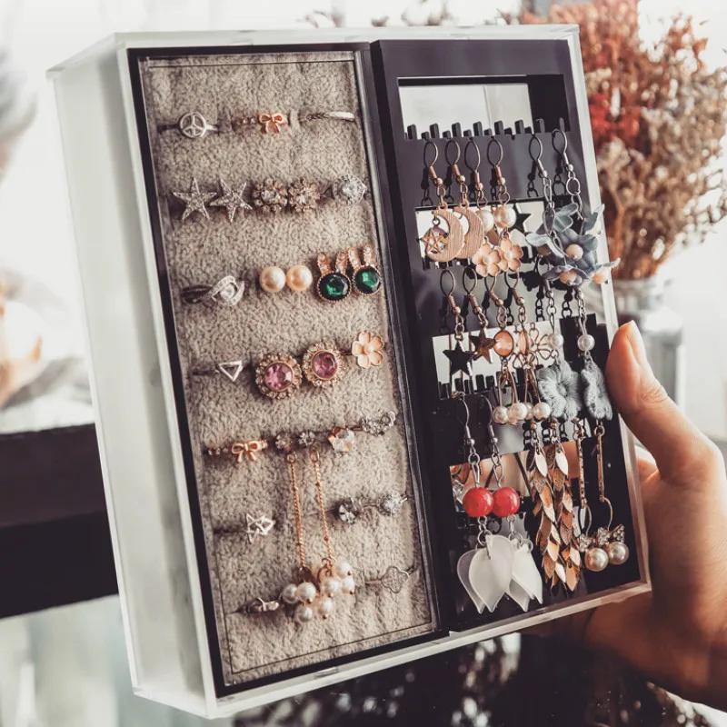 Пылезащитный акриловый шкаф для ювелирных изделий с вращающимся зеркалом