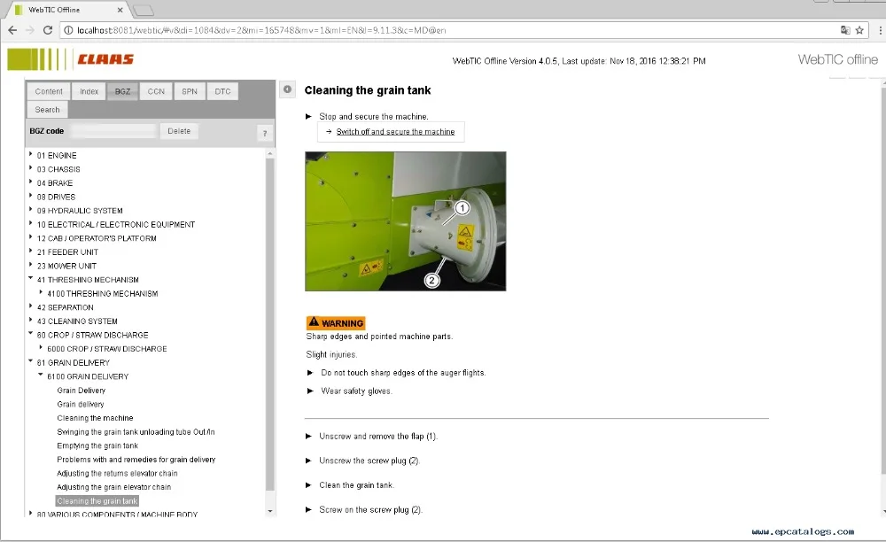 Для Claas WebTIC Оффлайн руководства по ремонту проводки и гидравлические схемы т. Д.