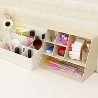 6 grids desk cosmetic storage box brush lipstick makeup organizer case large capacity home office storage boxs keep tidy