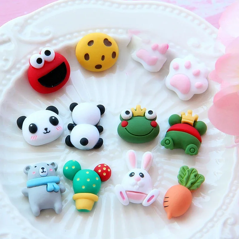 10Pc Kawaii Cartoon Animals Flatback Resin Cabochon Accessories DIY Hair Bow Center Scrapbooking Embellishments Phone Decoration - купить по