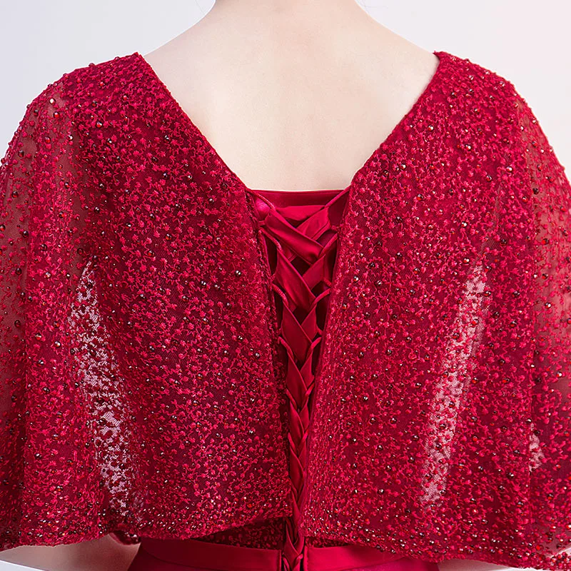 

Female Elegant Exquisite Long Banquet Gown Sexy V-Neck Backless Formal Party Dress Sweet Butterfly Sleeve Pleated Dresses