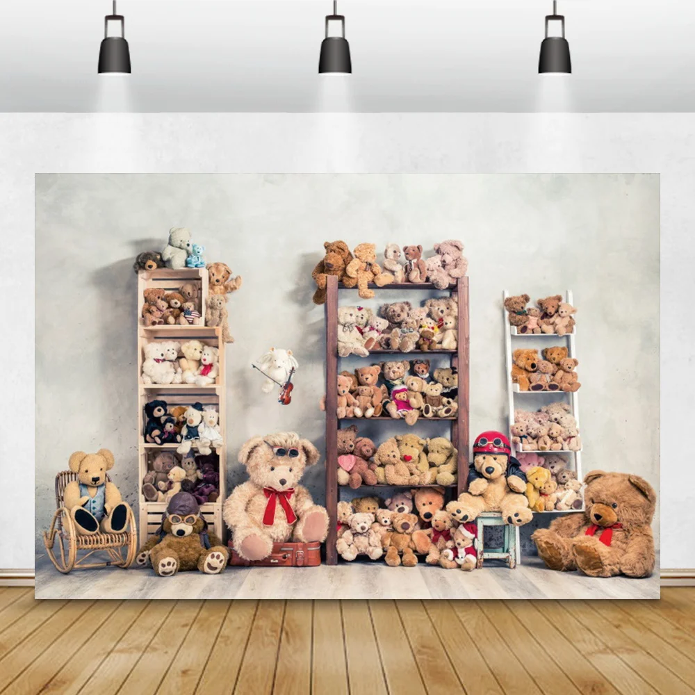 

Toys Bear Doll Children Party Photo Backdrop Baby Shower Birthday Photography Prop Portrait Interior Photocall Background Poster