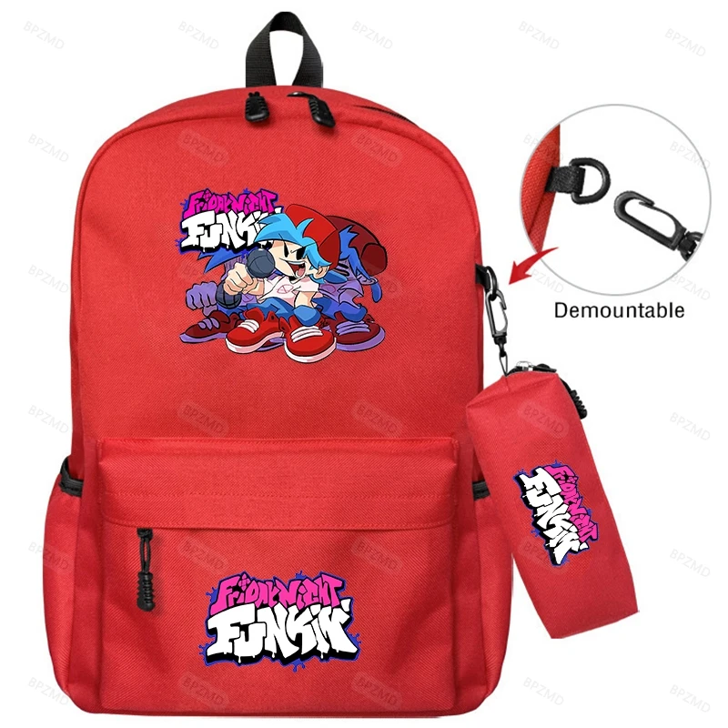

Friday Night Funkin Backpack Canvas School Bags With Pencil case for Teenage Boys Girls Travel Bag Women Men Laptop Bag Red