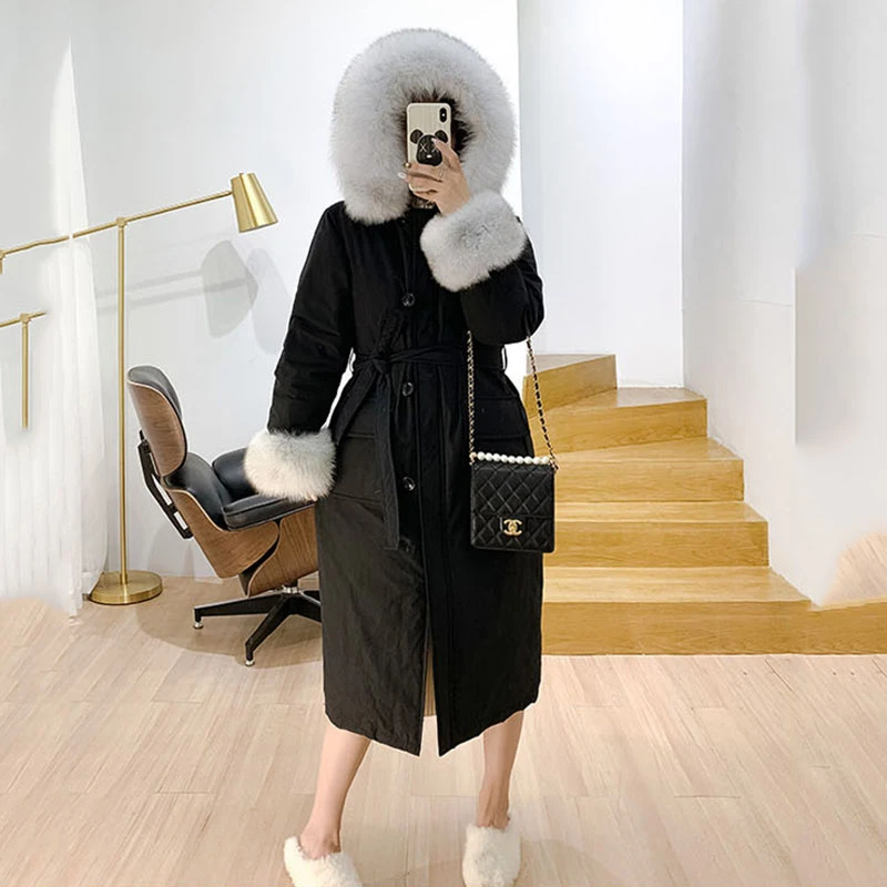 2019 зимняя женская белая куртка на утином пуху Свободное длинное пуховое пальто