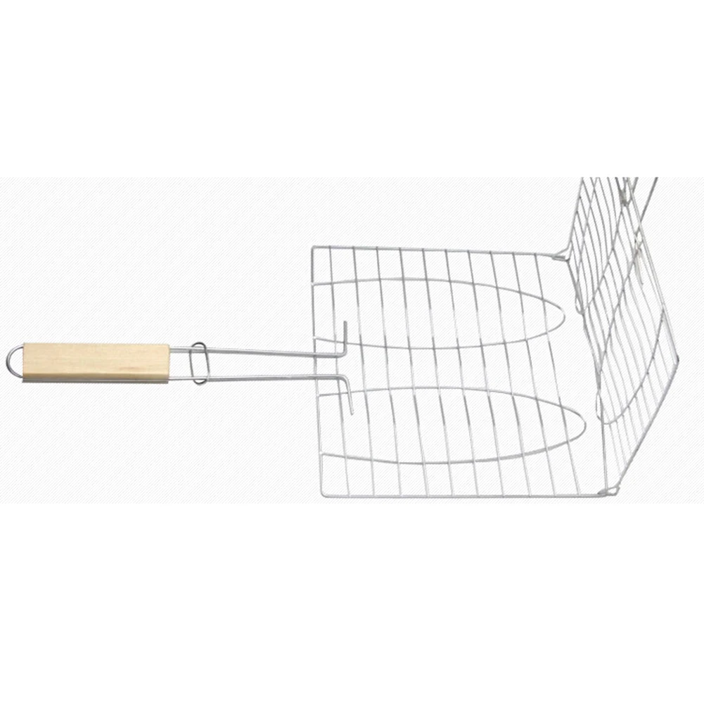 Grill Basket for BBQ Camping Charcoal Grilling Fish Vegetables Silver Steak Shrimp Iron wire Chops | Спорт и развлечения