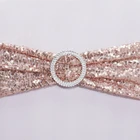 Качество блестящими пайетками розовое золото стрейч полосы со сменными круглыми пряжками для свадебных мероприятий вечерние украшения ленты из спандекса на стулья