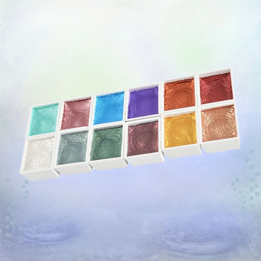 

Pearlized Beginner Gouache Watercolor Powder Set 12 Colors Watercolor Pigment Paint Kit