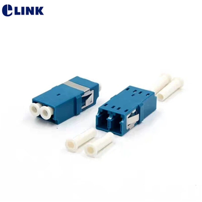 

100pcs LC UPC duplex Single mode flangeless fiber optic adapter Blue LC ftth coupler DX without flange free shipping IL<0.2dB