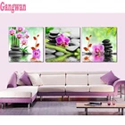 Набор для вышивки крестиком Орхидея 5D, сделай сам, квадратная алмазная живопись, Черная Мозаика из бамбука, Spa, Zen Stone, 3 шт.