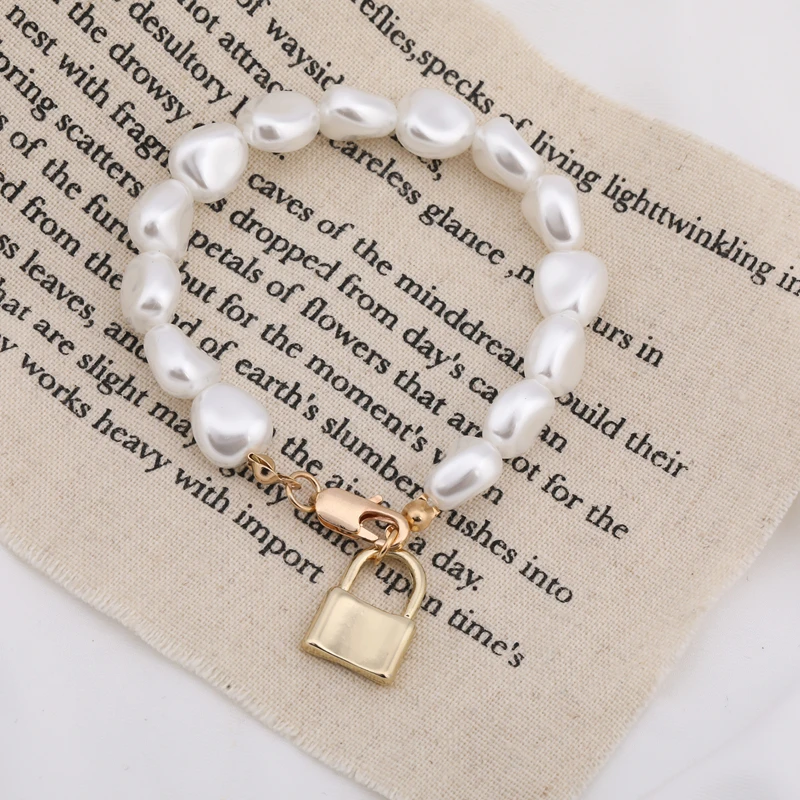 SRCOI модный браслет в стиле барокко с имитацией жемчуга нежная Геометрическая