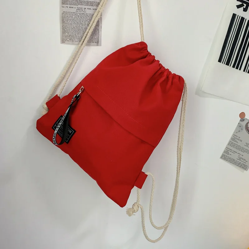 

Простой холщовый рюкзак с завязкой в виде рта, большая женская сумка, рюкзак, легкий ранец, модная тканевая сумка с учебным пособием для студ...