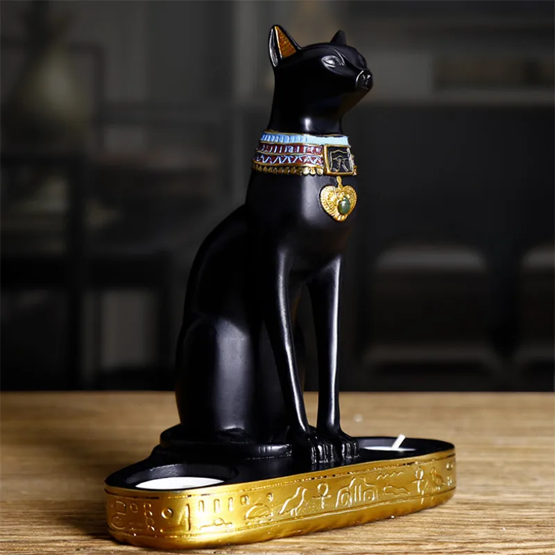 EGYPTIAN CAT CANDLESTICK RESIN CANDLE HOLDER FIGURINE VINTAGE GODDESS BASTET STATUE HOME OFFICE DECORATION WEDDING GIFT | Дом и сад
