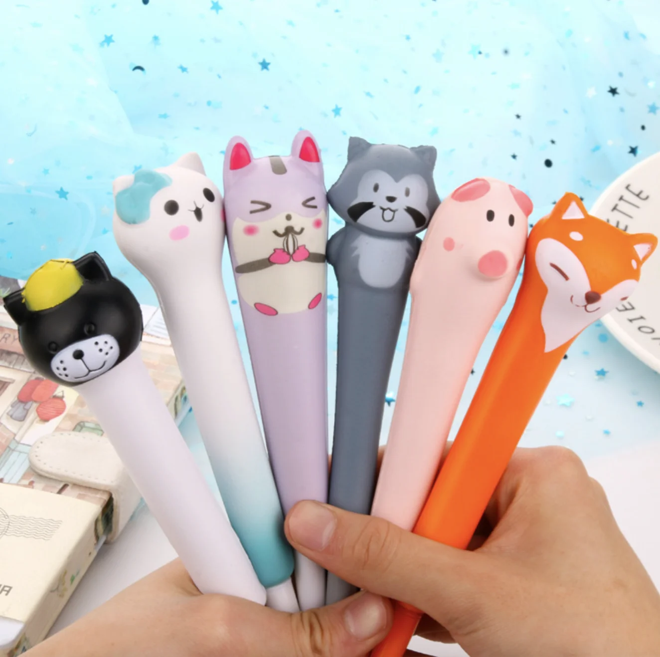 

Kawaii Soft Sponge Gel Pen Pressure Relief Squeeze for Kid School Office Supply Creative Fruit Adult Pen Animal Stationery Gifts
