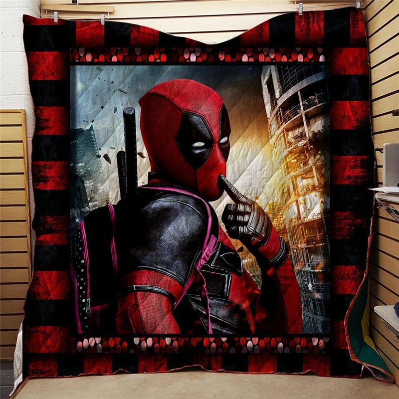 Детское стеганое покрывало для дивана Deadpool с 3D принтом двуспальный размер мягкие