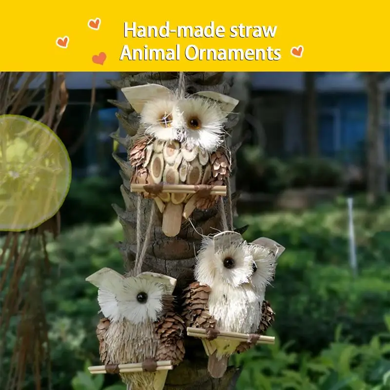 

Owl Ornaments Bird Log Pendant Bark Crafts Home Garden Creative Decoration Pendant 5pcs/set Small Portable
