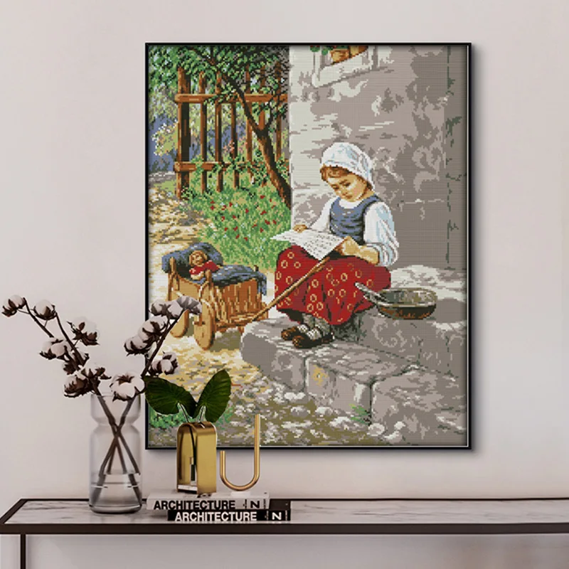 Peasant Girl Chinese Cross Stitch Kits Unprinted Canvas Embroidery Set 11 14CT DIY Handmade Needlework Craft Room Decor Painting | Дом и сад