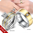 Парные кольца-женщины 1.5 карат Кристал для свадьбы, помолвки наборы колец для мужчин и женщин простое модное одиночное Золотое кольцо для влюбленных Ювелирные изделия Подарки