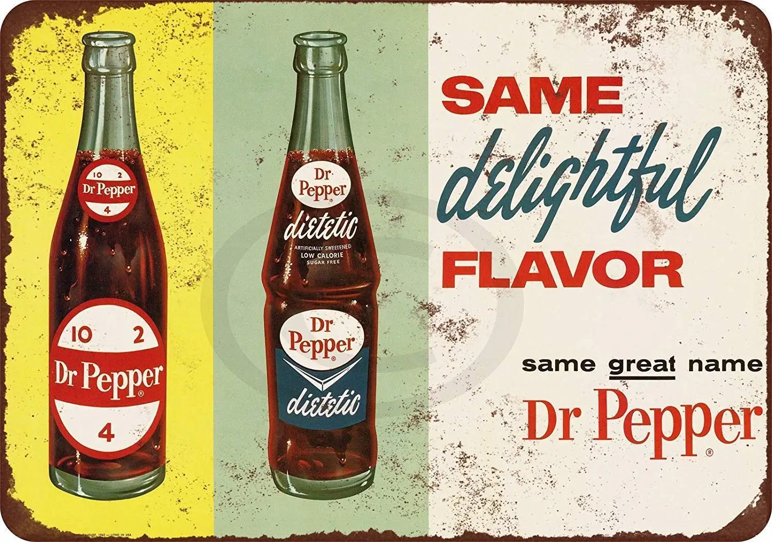 

Tin speaking Metal Tin Sign Decoration Iron Painting 8x12 inches New Tin Signs 1963 Diet Dr. Pepper Reproduction