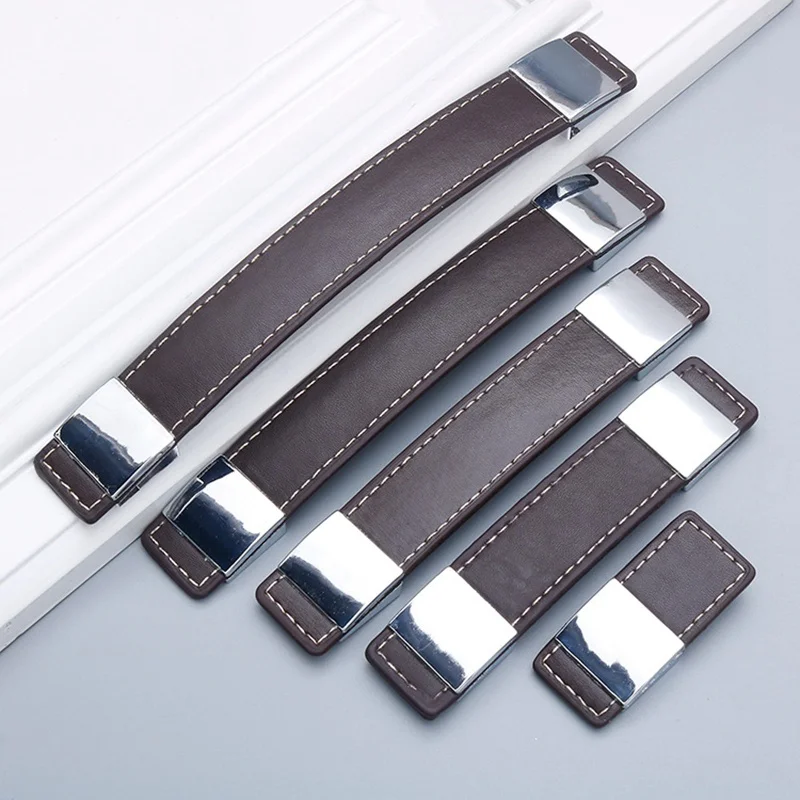 

1PC Cabinet Chest Drawer Knobs Handle Leather Pull Suitcase Door Screws Furniture Hardware