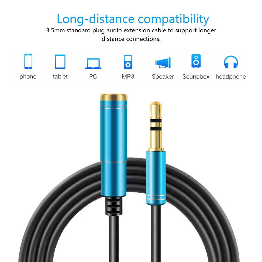 

3.5mm Audio Extension Cable AUX Audio Cable Headphone Extension Cable Male to Femal Metal 1/1.5/2/3m jack for Computers MP3
