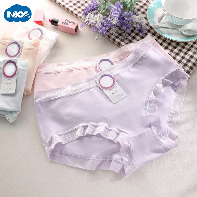 Бесшовные трусики женское нижнее белье брифы женские из хлопка с кружевом