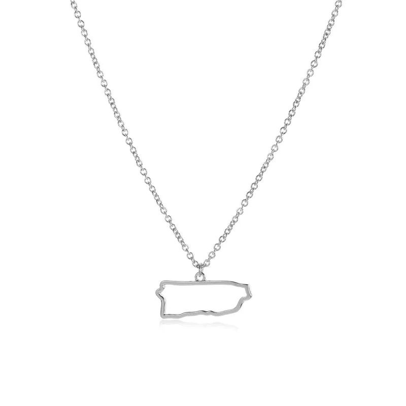 Подарочное ожерелье с картой острова Пуэрто-Рико 1 шт. | Украшения и аксессуары