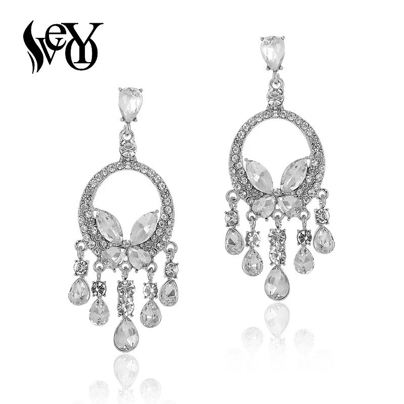 Женские винтажные серьги подвески VEYO круглые с подвесками в виде бабочки и