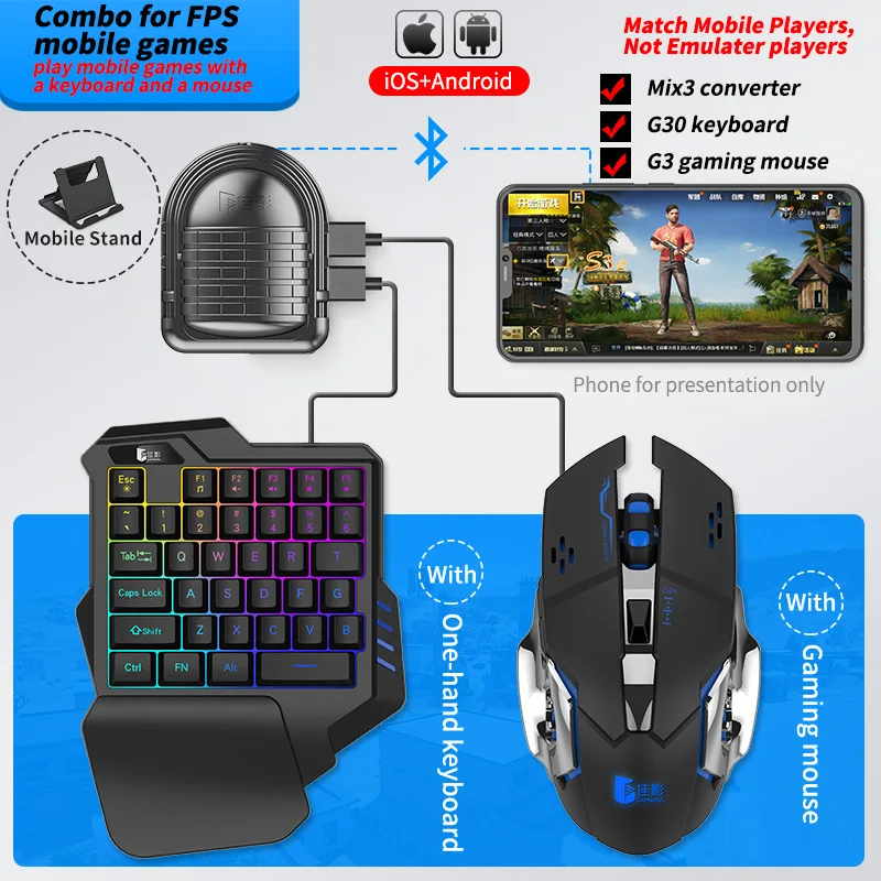

Gamwing MIX3 Gamepad Mobile Bluetooth Android PUBG Controller Mobile Controller Gaming Keyboard Mouse Converter For Android iOS