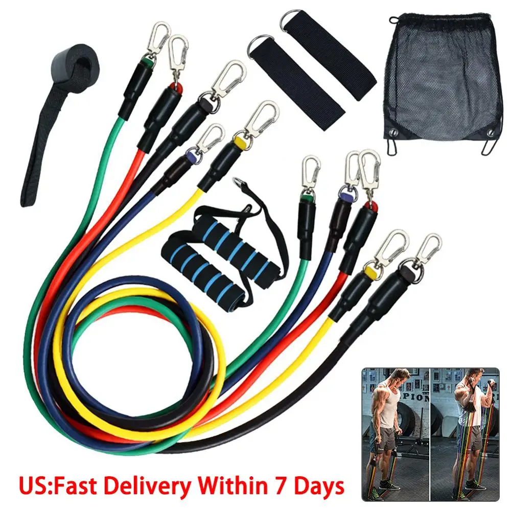 11 шт./компл. латексные резисторы для спортзала двери якорь лодыжки ремни с сумкой