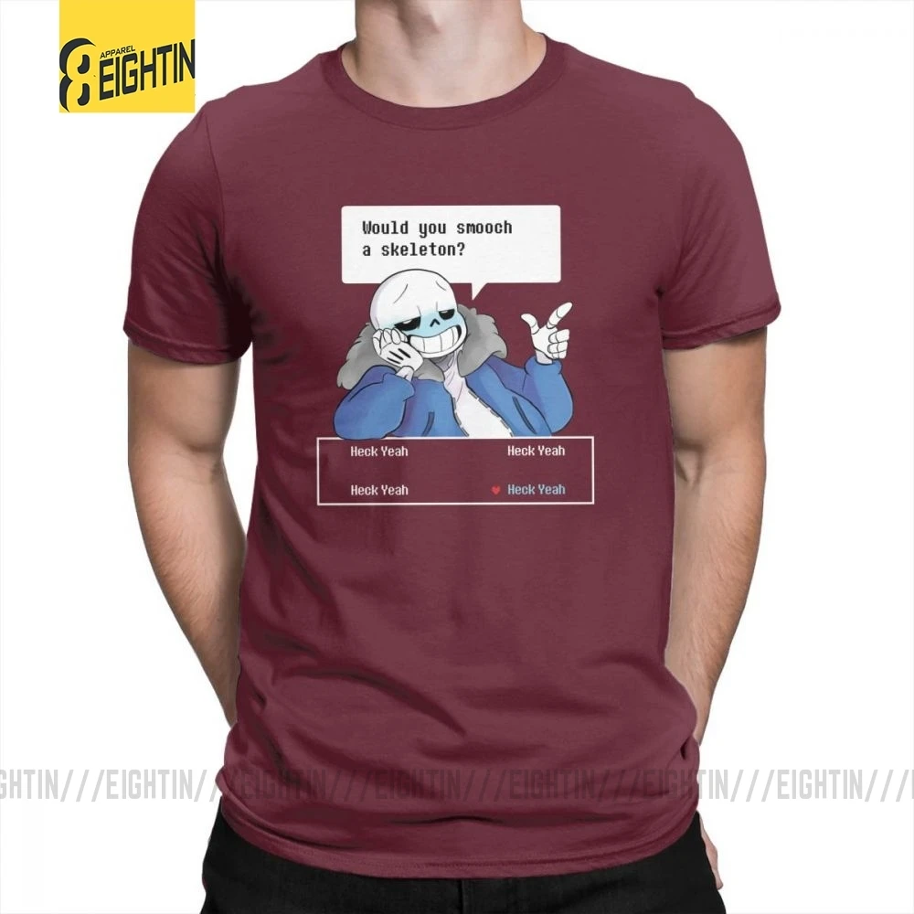 Футболки Undertale Новые мужские футболки с круглым вырезом из чистого хлопка с коротким рукавом для отдыха больших размеров - Цвет: Burgundy