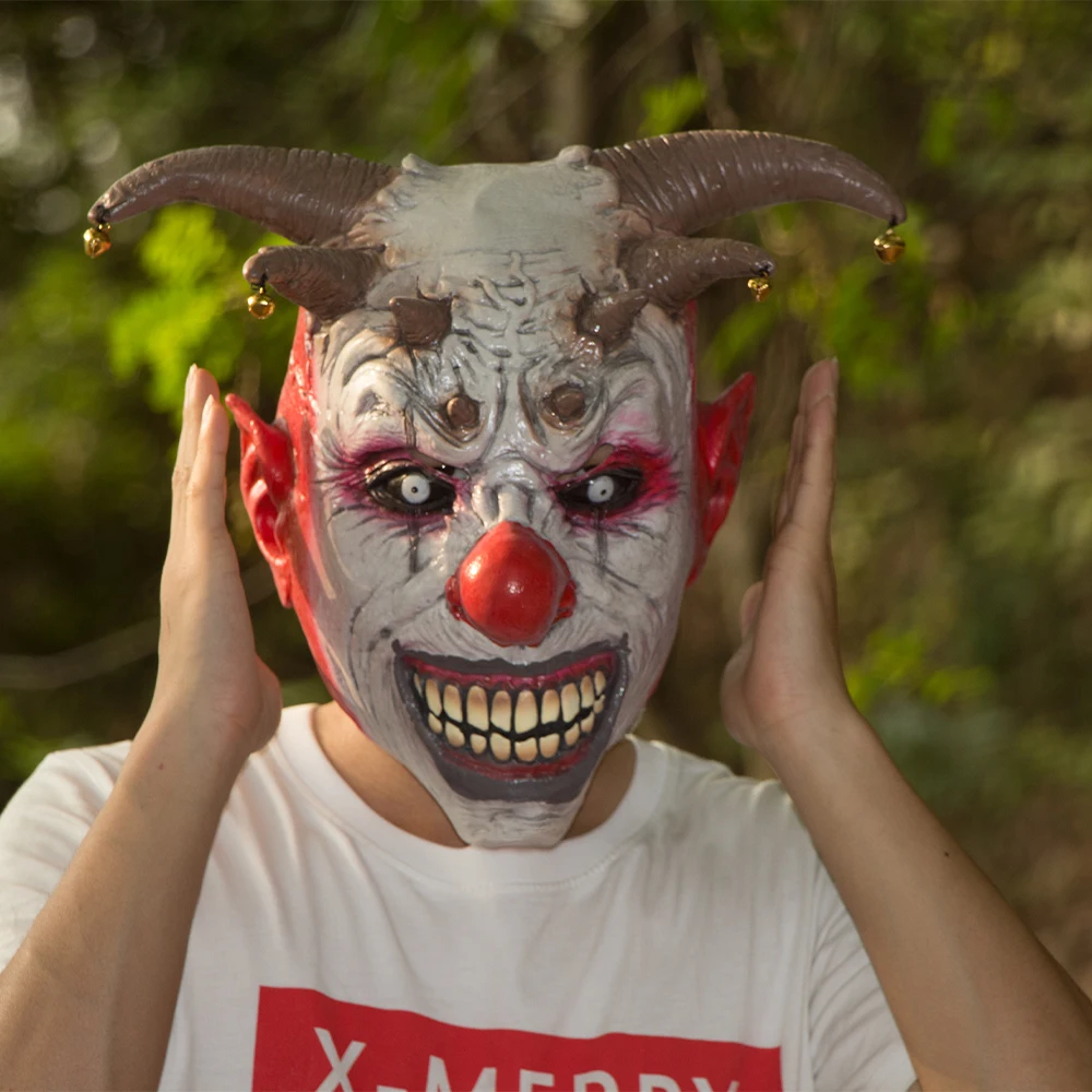 Страшные маски на Хэллоуин латексная маска клоуна с колокольчиками Реалистичная