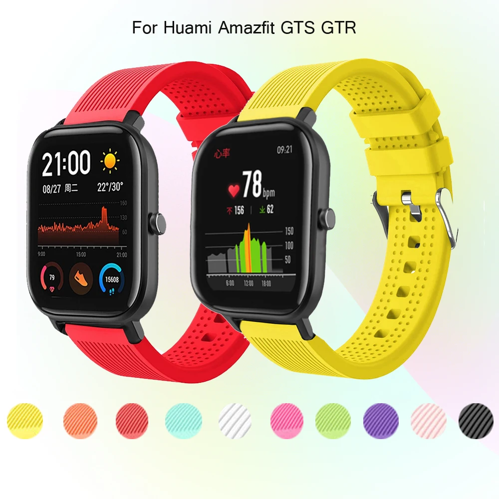 Силиконовый мягкий ремешок для Huami Amazfit GTS GTS2 42 мм браслет 20 наручный Bip BIT
